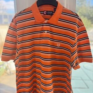 CHAPS By Ralph Lauren Men's XL Orange Blue White Striped Polo Shirt Cotton NWOT